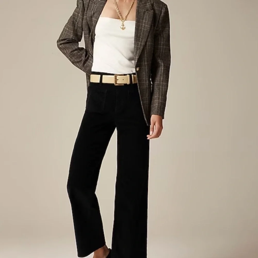 J Crew Slim Wide Leg Stretch Black Corduroy Sailor CC444 Size 23 NEW Kidsc L/XL